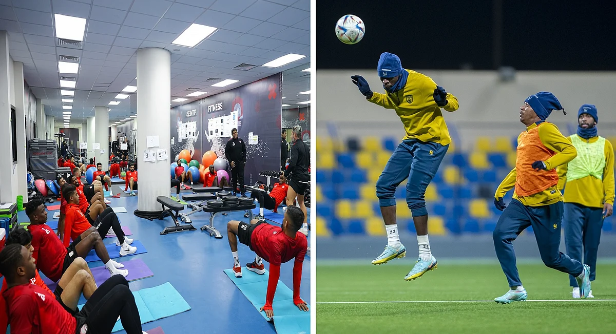 جانب من تدريبات فريقي التعاون والرائد