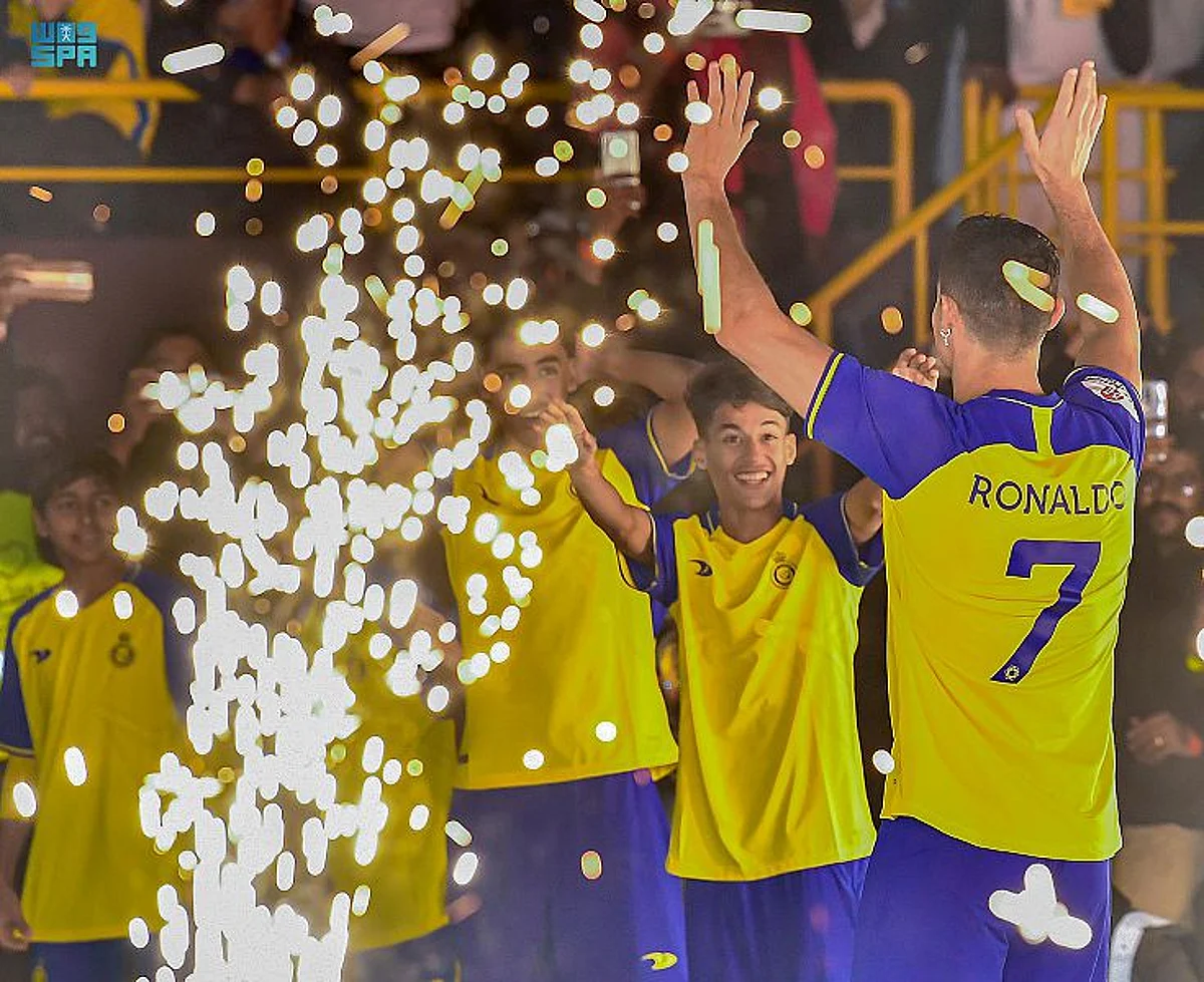 جانب من حفل تقديم كريستيانو رونالدو لاعب نادي النصر