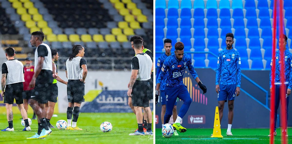 جانب من تدريبات فريقي الهلال والاتحاد