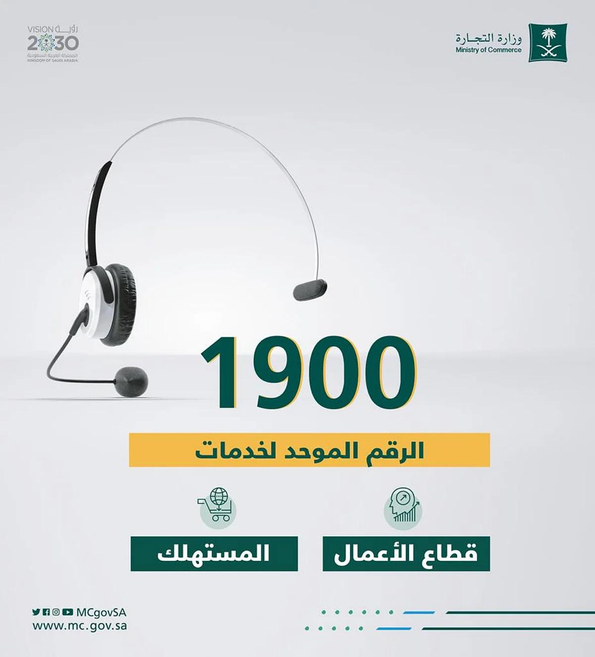 "التجارة": الرقم المجاني الموحد "1900" يخدم كل عملاء الوزارة لقطاعي الأعمال والمستهلك