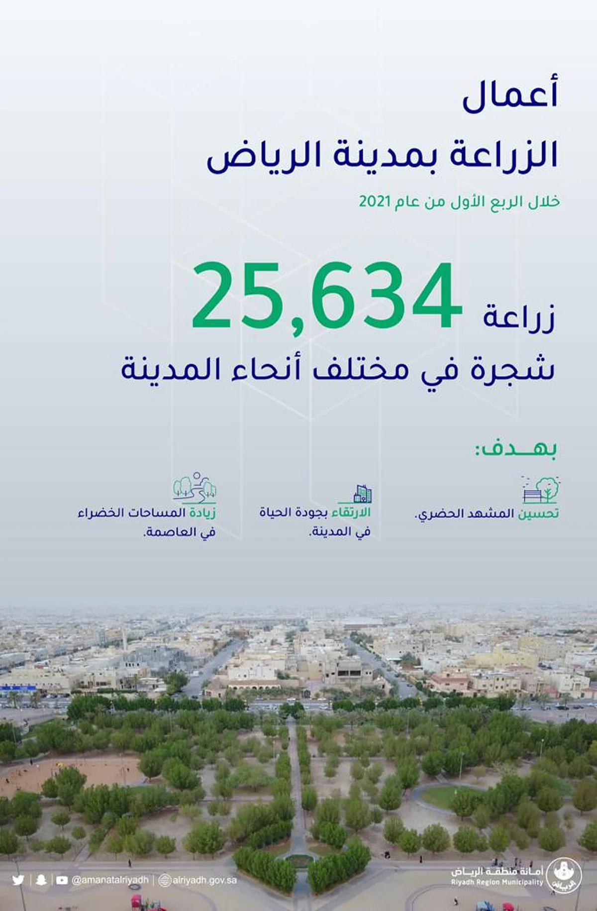 "أمانة الرياض": كل 5 دقائق نزرع شجرة بالعاصمة لتحسين المشهد الحضري