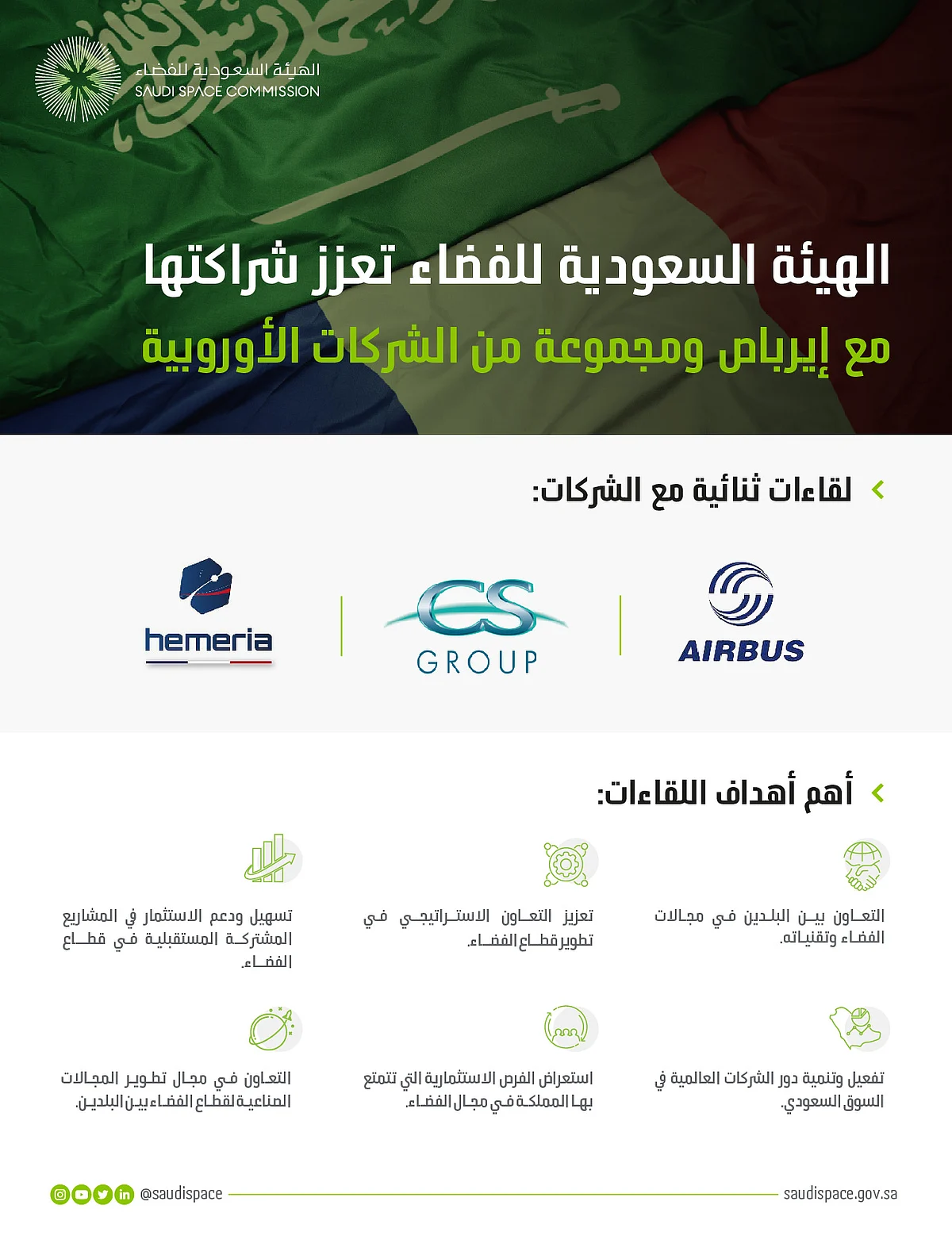 "هيئة الفضاء" تعزز شراكتها مع إيرباص ومجموعة من الشركات الأوروبية