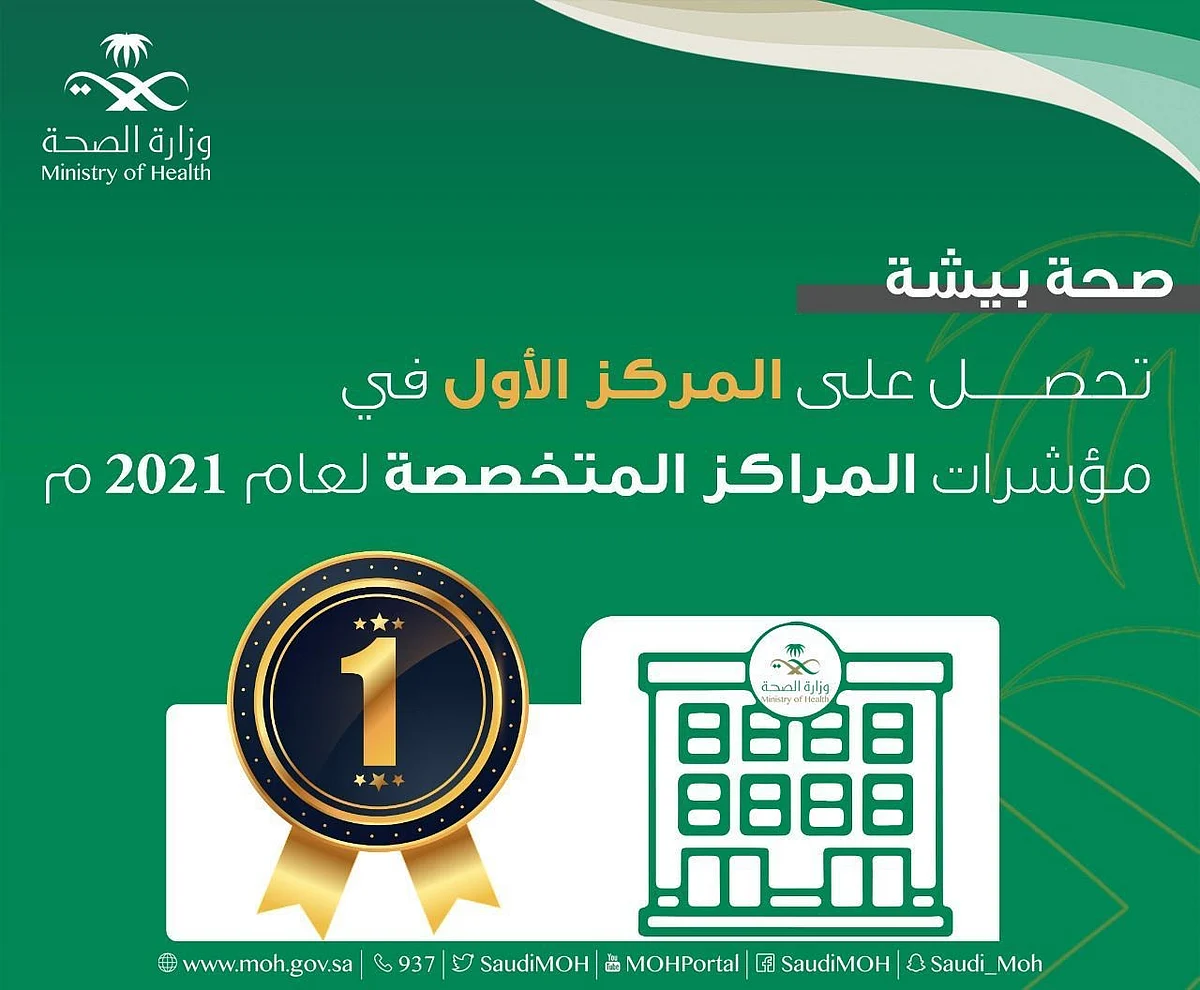 "صحة بيشة" تحصد المركز الأول في مؤشرات المراكز المتخصصة لعام 2021م