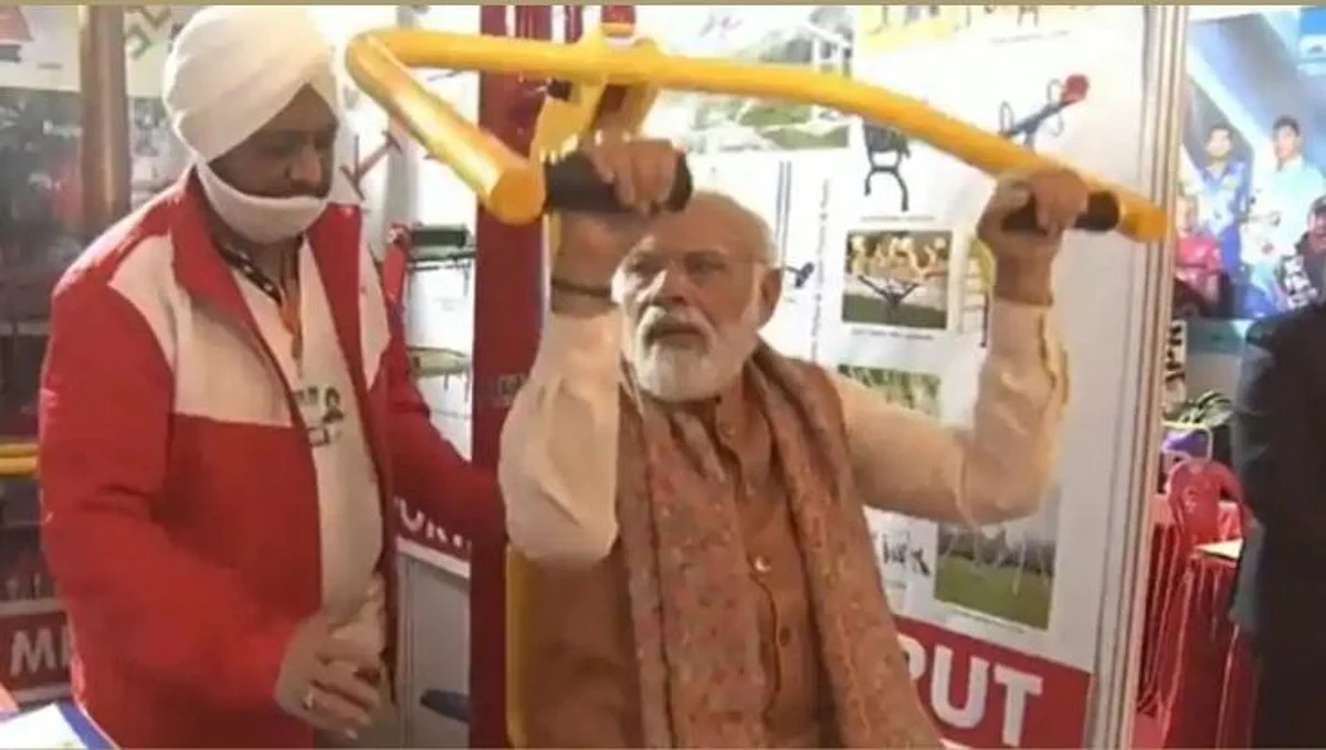Pm Narendra Modi exercise in Meerut 