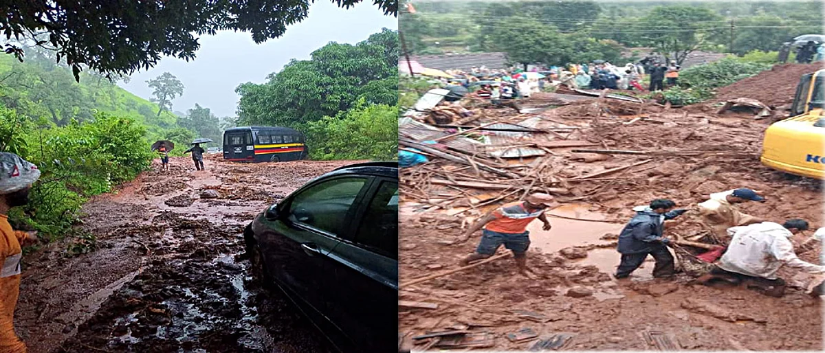देवरूखवाडी- कोंढावळेत डोंगरकडा कोसळून आठ घरे गाडली; मायलेकींचा दुर्दैवी अंत
