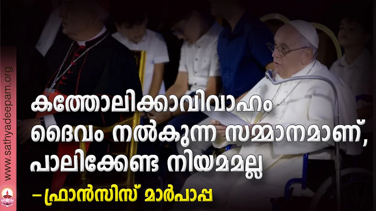 കത്തോലിക്കാവിവാഹം ദൈവം നല്കുന്ന സമ്മാനമാണ്, പാലിക്കേണ്ട നിയമമല്ല -ഫ്രാന്സിസ് മാര്പാപ്പ