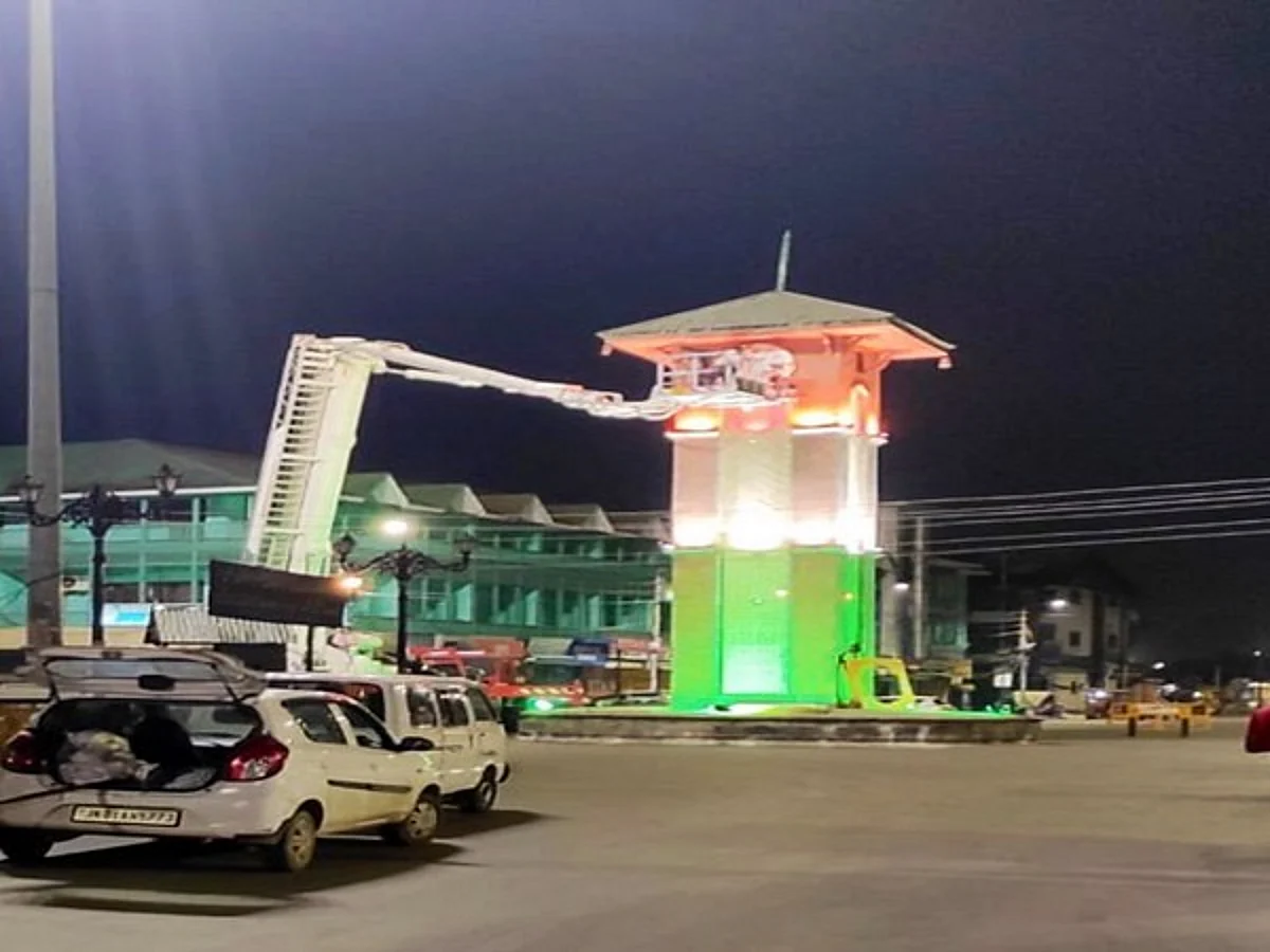 J-K: Clock Tower at Srinagar’s Lal Chowk illuminated in Tricolour