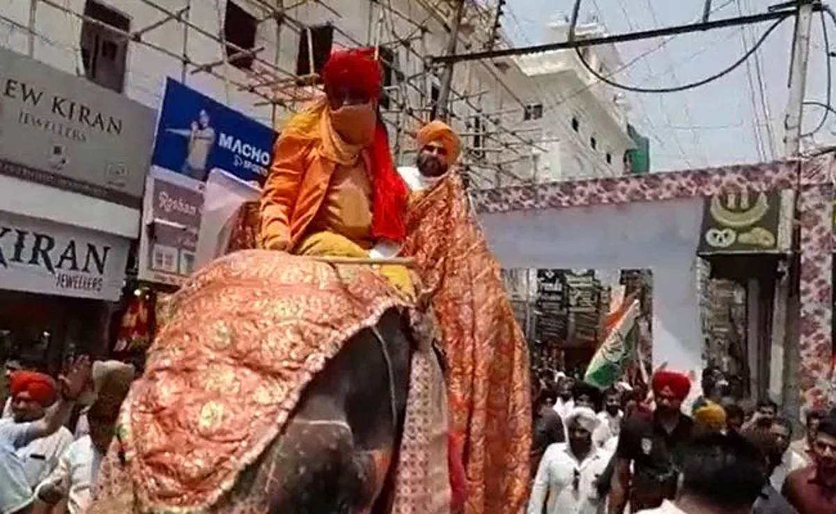 महंगाई के विरोध में हाथी पर बैठ निकले सिद्धू: यूजर ने कहा, ये हाथी इन्हें जेल छोड़कर आएगा