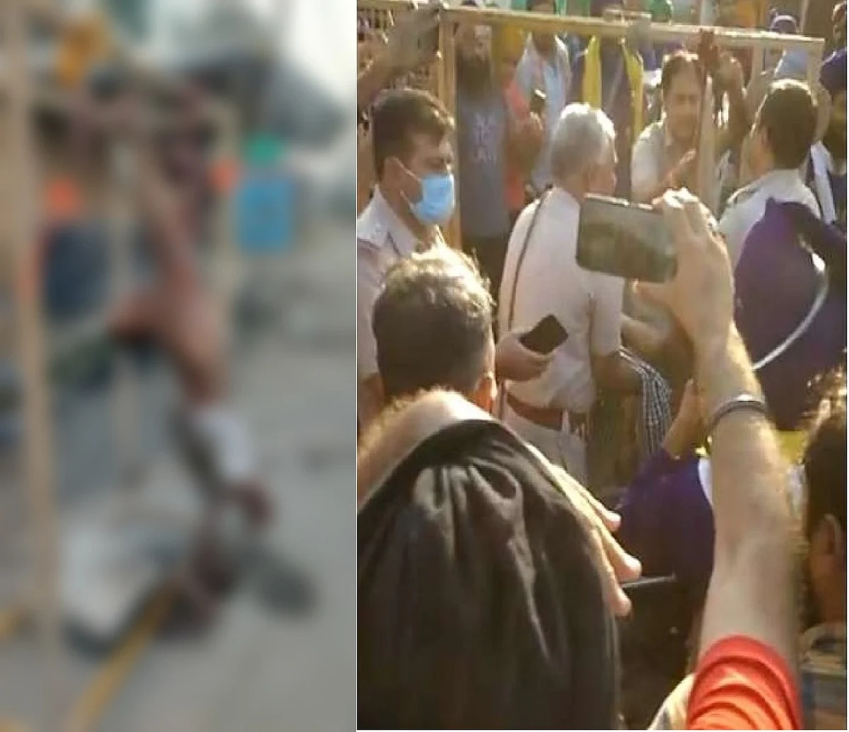 निहंगों ने सिंघू बॉर्डर पर की युवक की बर्बरता से हत्या: पहले हाथ काटा, गर्दन पर मारा, फिर शव को किसान आंदोलन के मंच के सामने लटका दिया