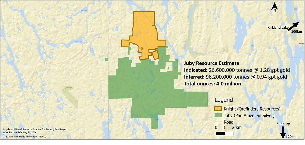 Orefinders Resources Gold Mineralization at Knight Gold Project