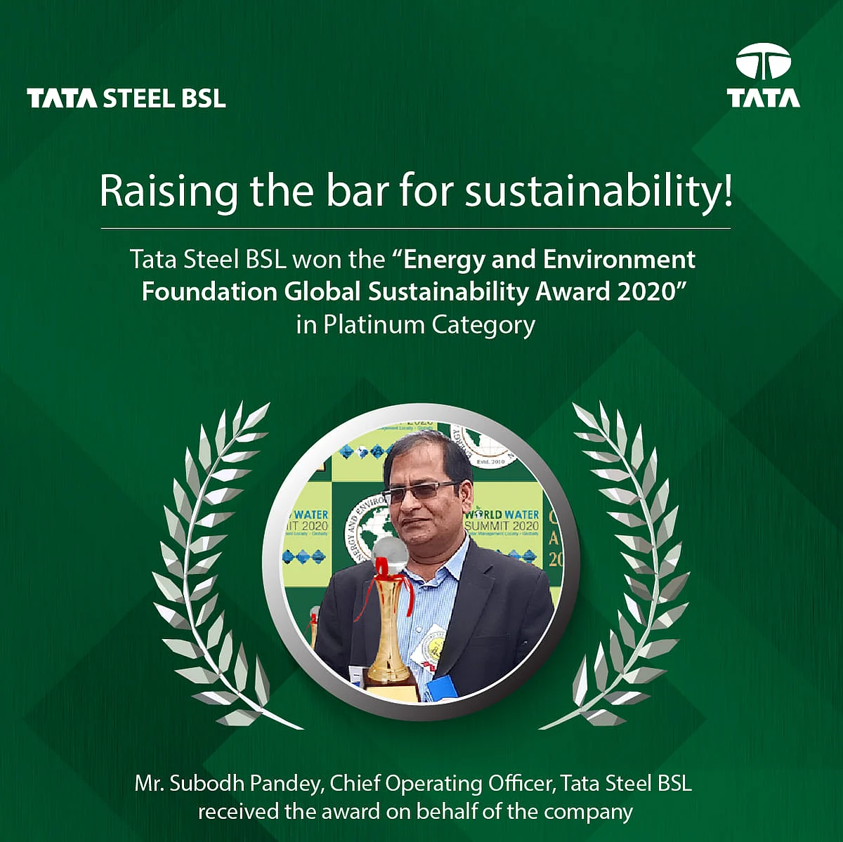 Tata Steel BSL Bags Apex India Green Leaf Award 2019