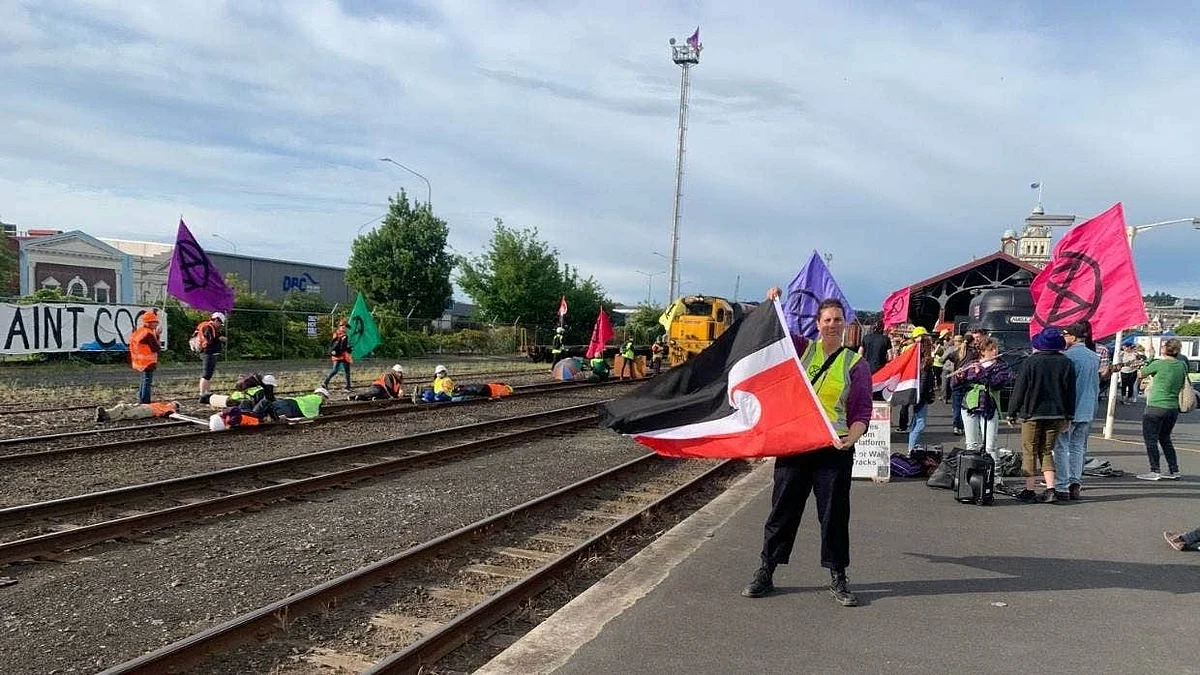 Climate Activists Block Coal Train Track in New Zealand