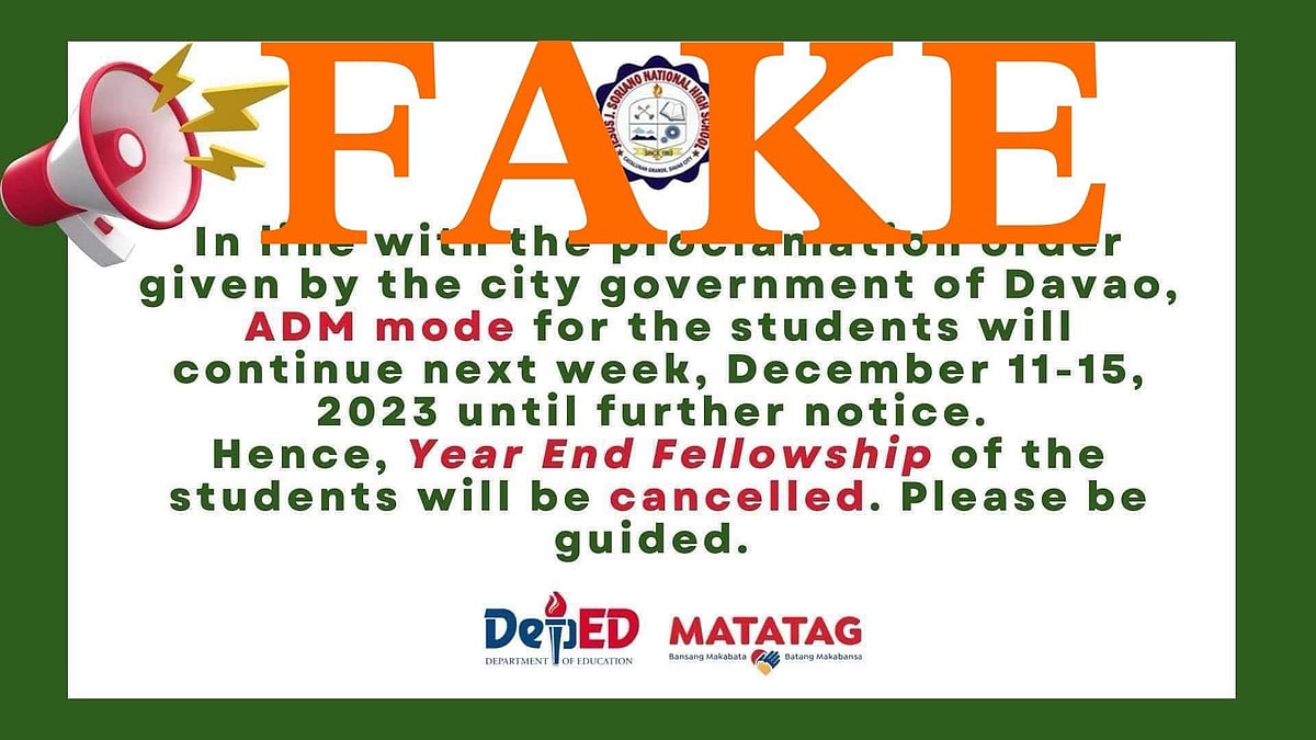 Fake news sparks probe on Christmas party, class suspension claims in Davao City schools - Vimarsana News