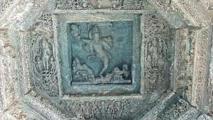 Dancing Shiva on the ceiling.