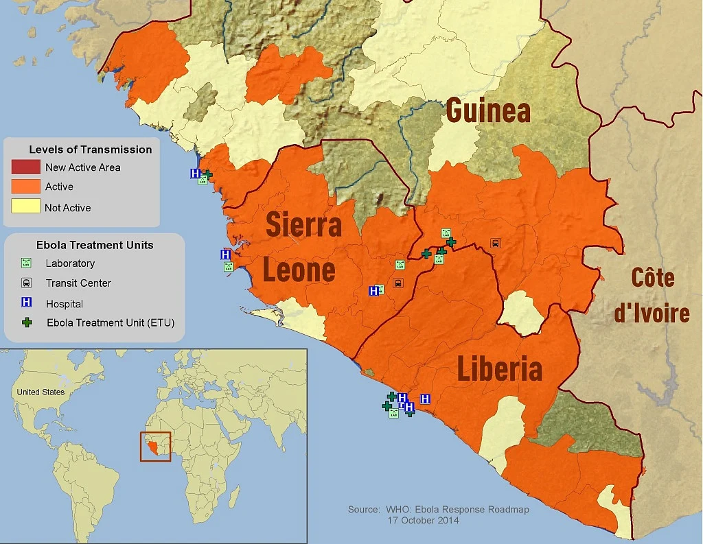 West Africa Ebola outbreak situation, 2014