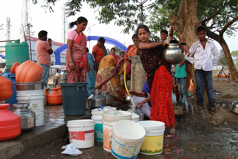 Scene at Vivekananda Chowk, Latur, on 15 April 2016. Photo by Vivian Fernandes.