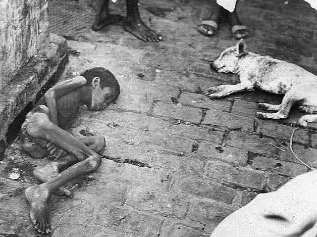 A child who starved to death during the Bengal famine of 1943.