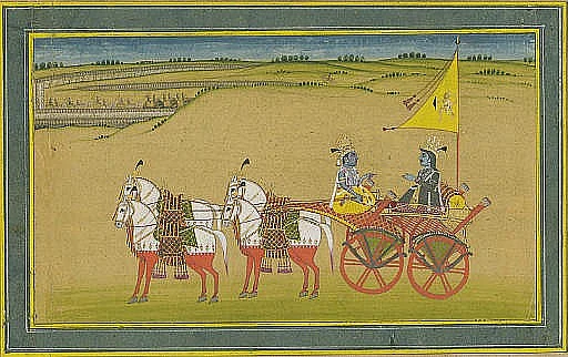 Krishna delivers the Gita to Arjuna (Wikimedia Commons)