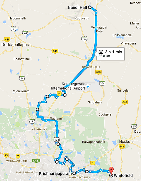 Nandi Halt to Whitefield