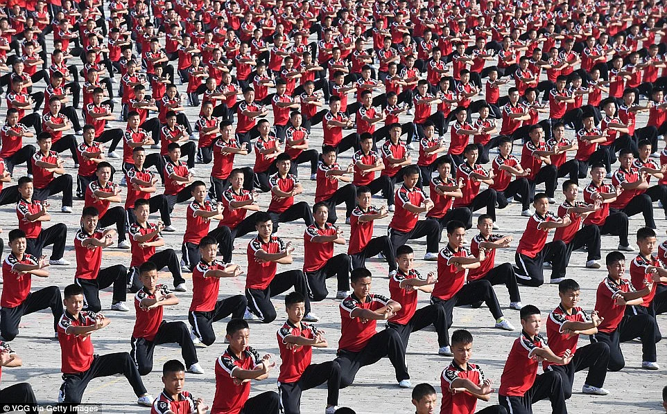 30,000 Kung Fu students perform at the Shaolin temple in China’s Henan province.