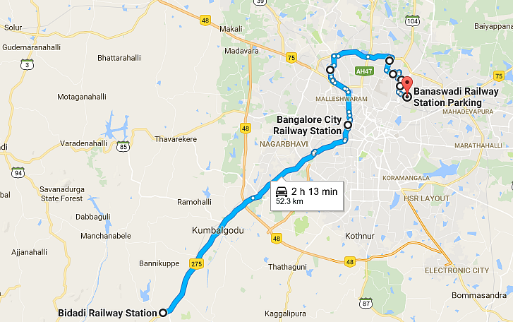 Bidadi to Banaswadi