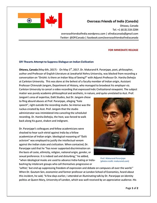 Scan of the press release from OFI