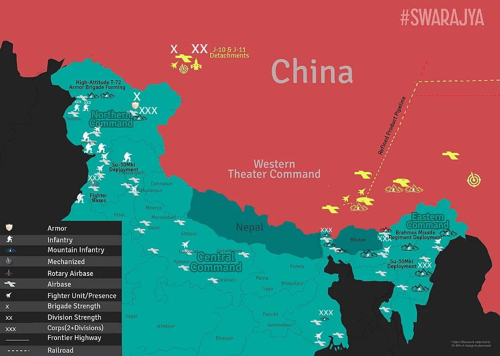 Location of air bases along the Sino-Indian border.