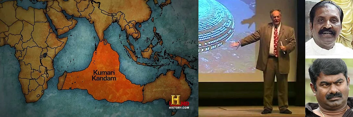 Tamizh chauvnism feeds on pseudo-scientific “Lemuria” (now again promoted by ‘ancient aliens’) and on theories of UFO cultist Alex Collier. The cultural illiteracy of fake Tamizh pride combines with pseudo-science.