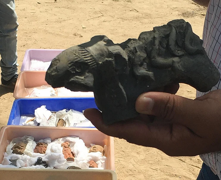 Artifact of a decorated elephant.