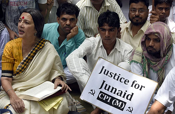 Communist Party of India CPI (M) Politburo member Brinda Karat during a dharna in Delhi in July 2017