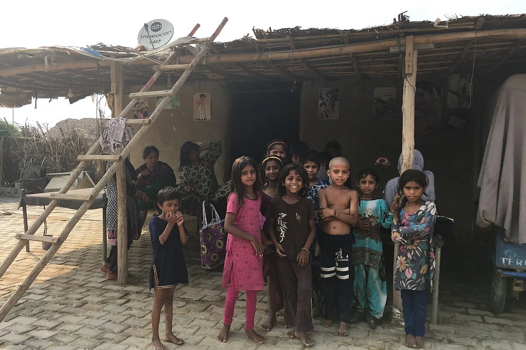 Despite the heat, children were playing around