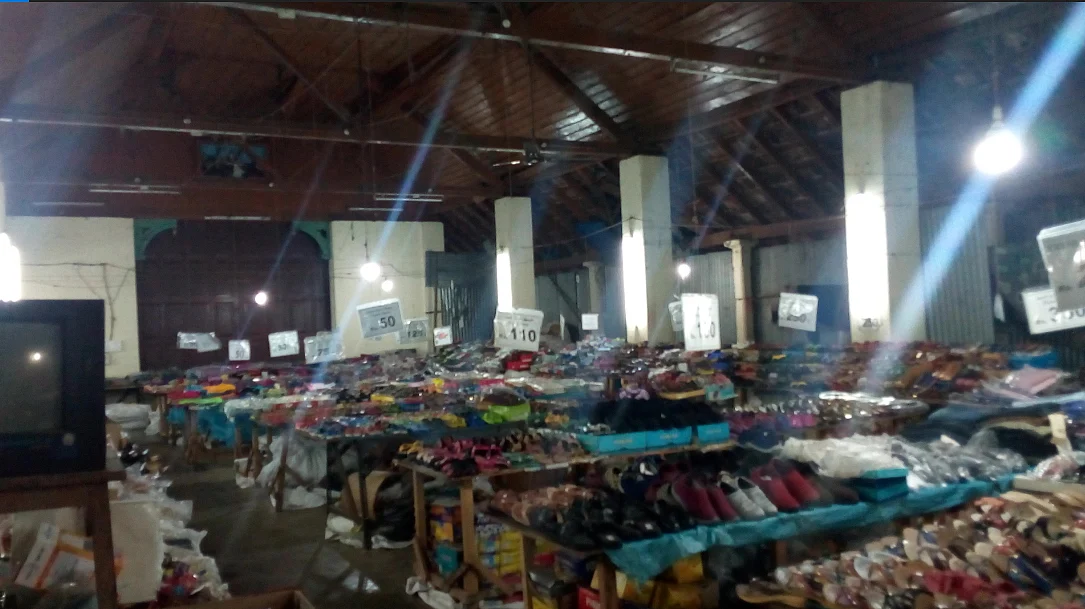 Inside the library hall, where Hindus are supposed to read and organise cultural and spiritual events – now filled with footwear. Symbolic?