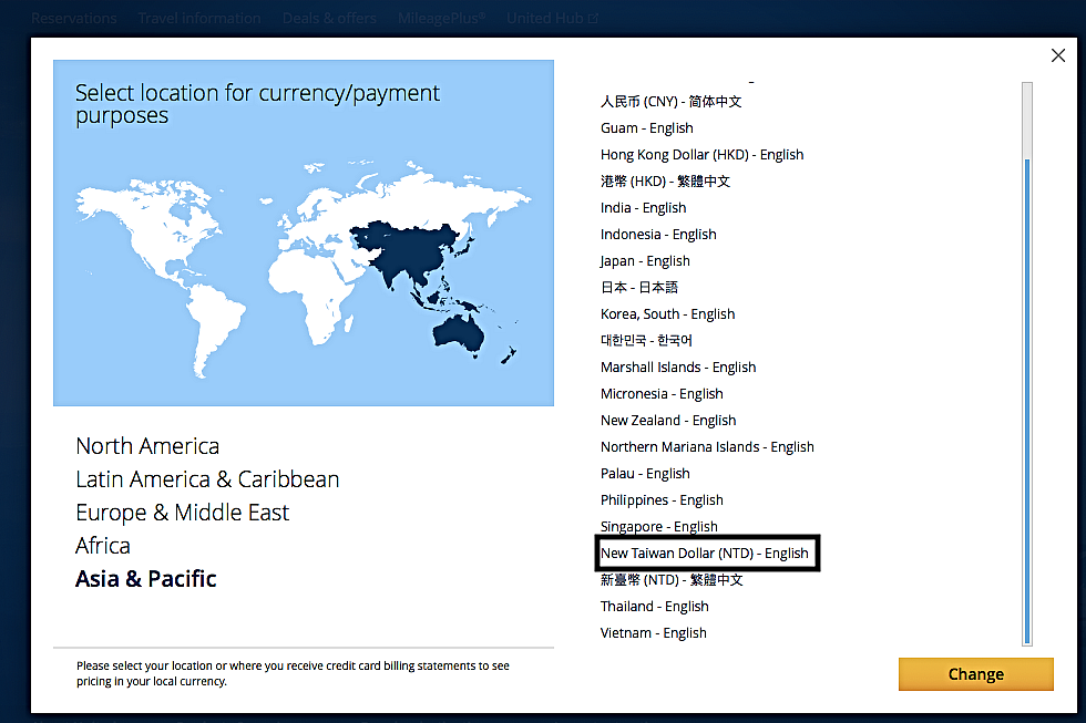 Screenshot from United Airlines Website 
