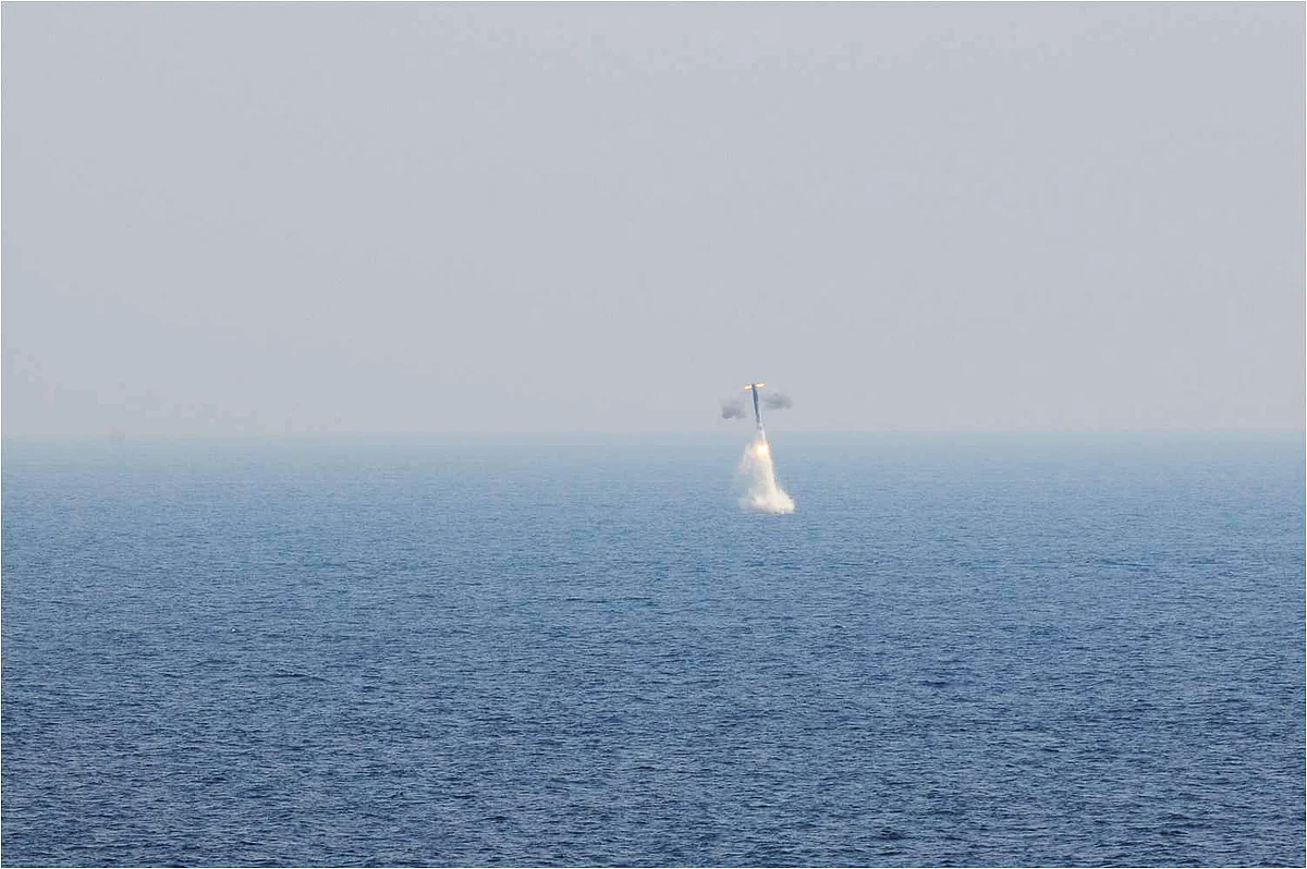 A test launch of the BrahMos SLCM. (Livefist/Twitter)