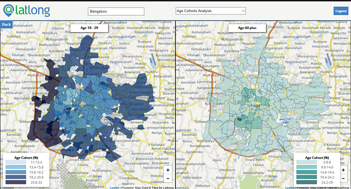 Geospatial distribution of age cohorts in Bengaluru.