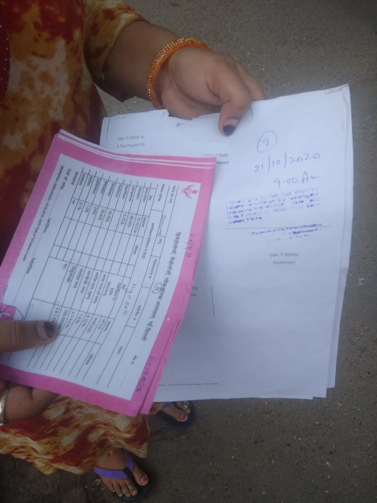 A patient shows Swarajya a slip issued by a Delhi hospital for an appointment in 2020. 