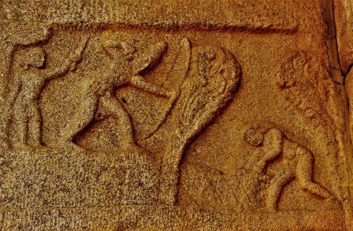 Hazara Rama temple at Hampi: Ramayana always subordinates the power of a king before <i>Dharma</i>.