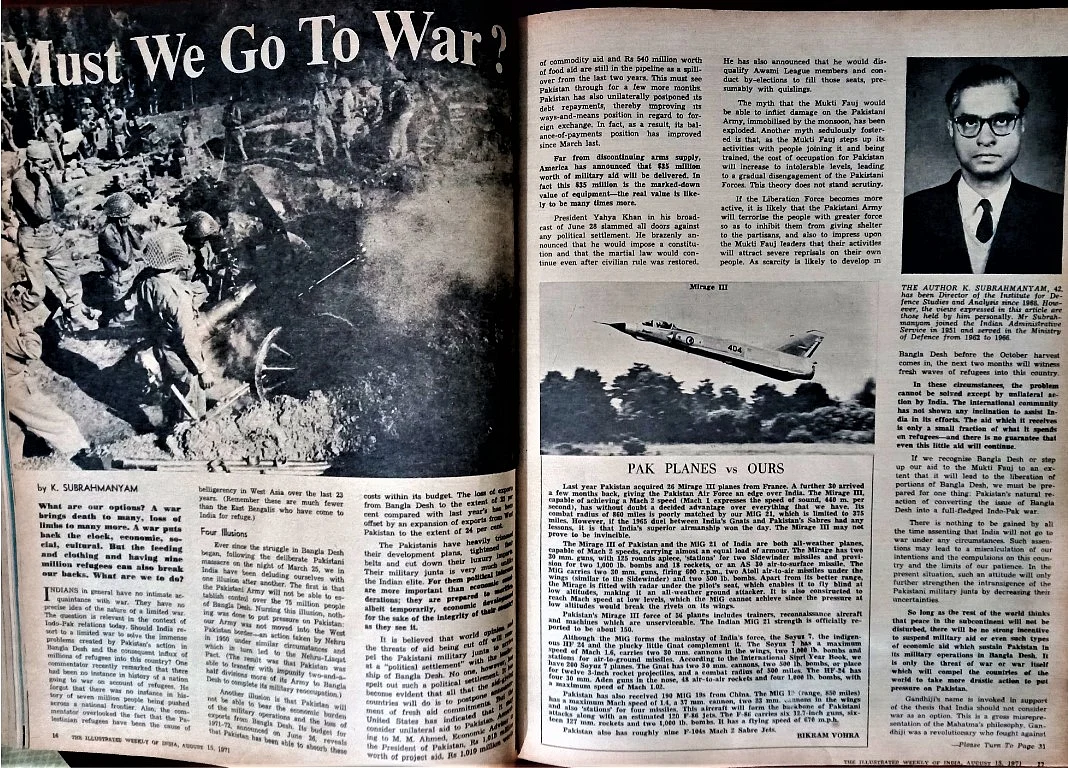 This article was a truncated form of a report that convinced Indian government to go to war.