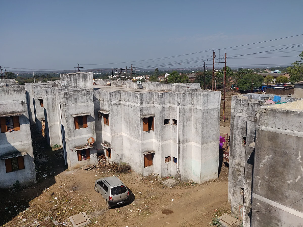 A view of the block in which Dhan Prasad’s family lives. The vehicle parked belongs to the local police. (Swati Goel Sharma/Swarajya Magazine)