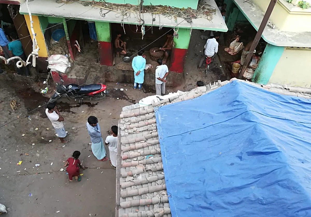 A view of an illegal meat unit in Mohalla Kalibagh in West Champaran, Bihar.