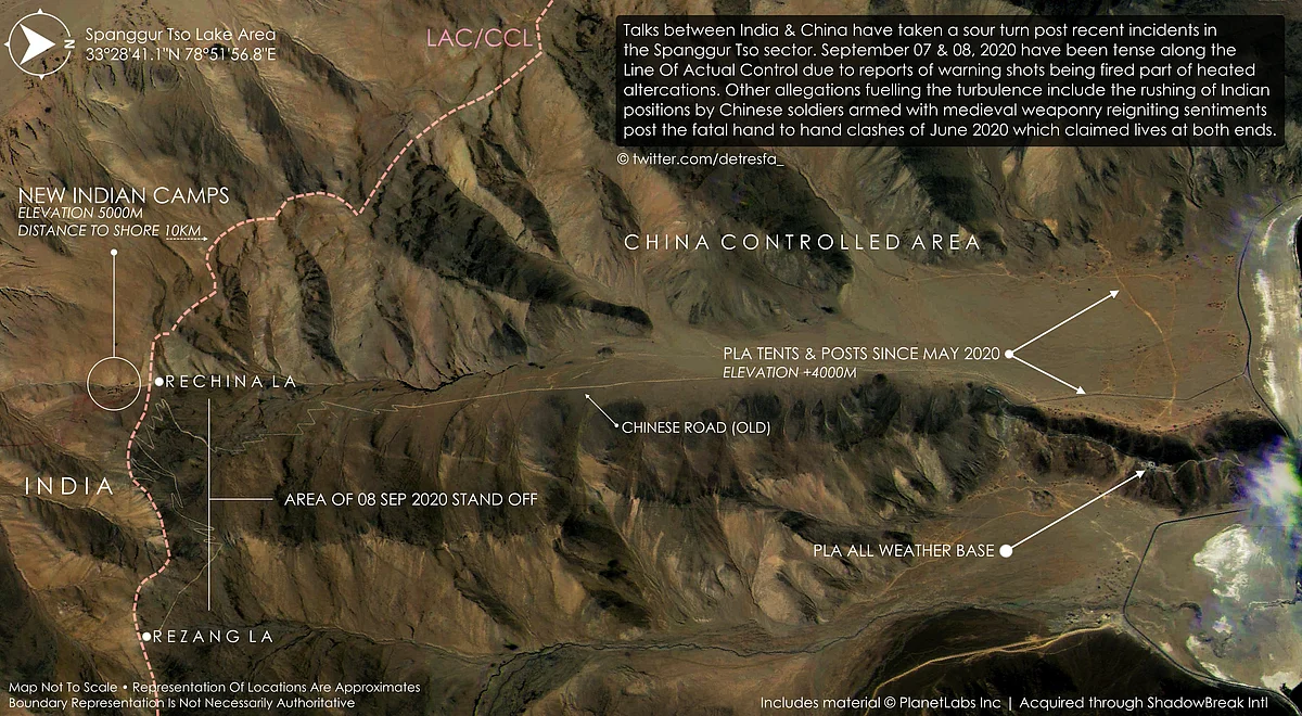 Satellite images showing Indian camps at Rechin La. (@detresfa_/Twitter) 