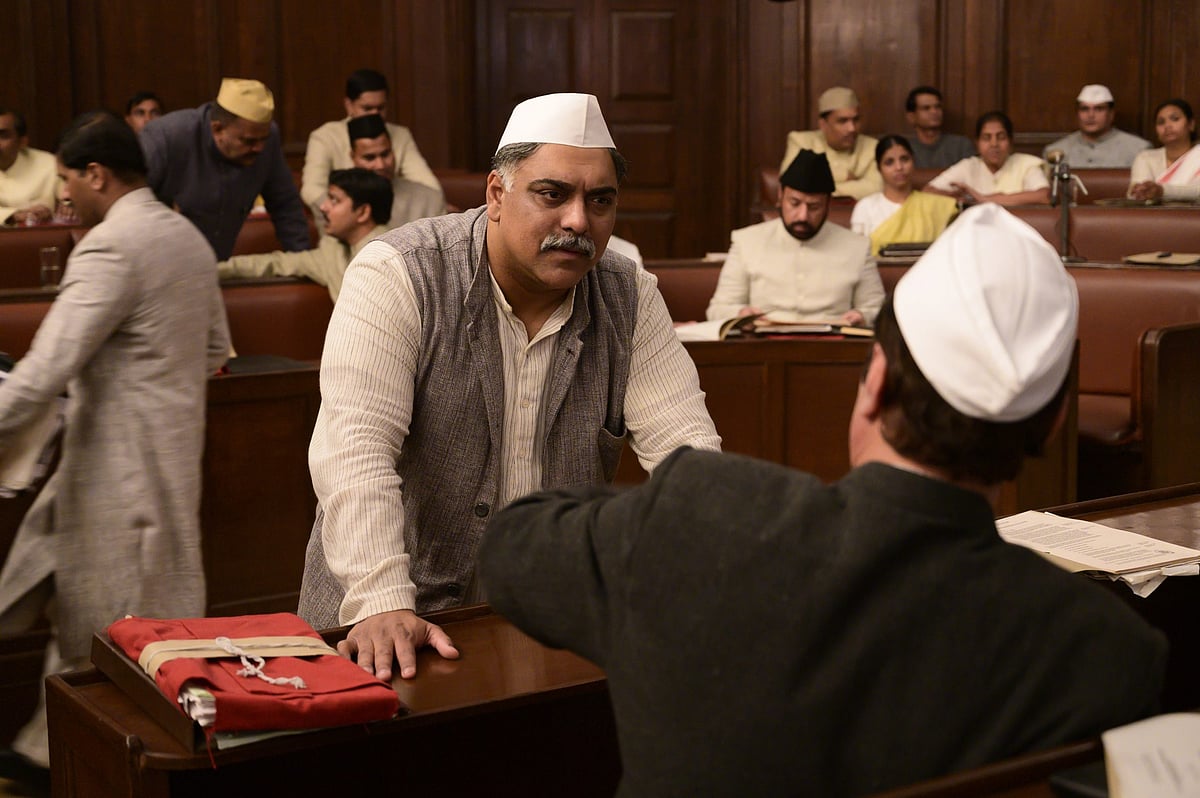 Mahesh Kapoor (left) confronting LN Agarwal in the web series
