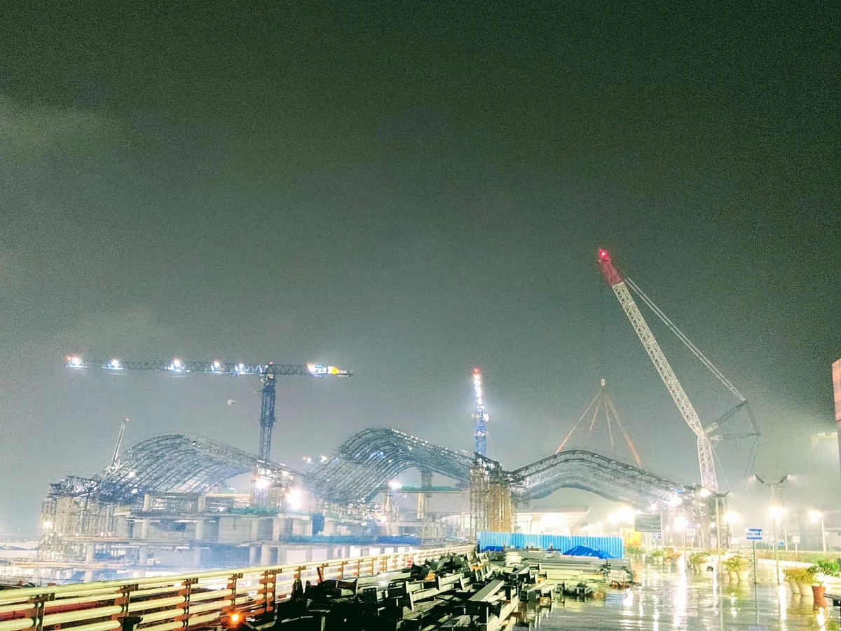 Work underway at night