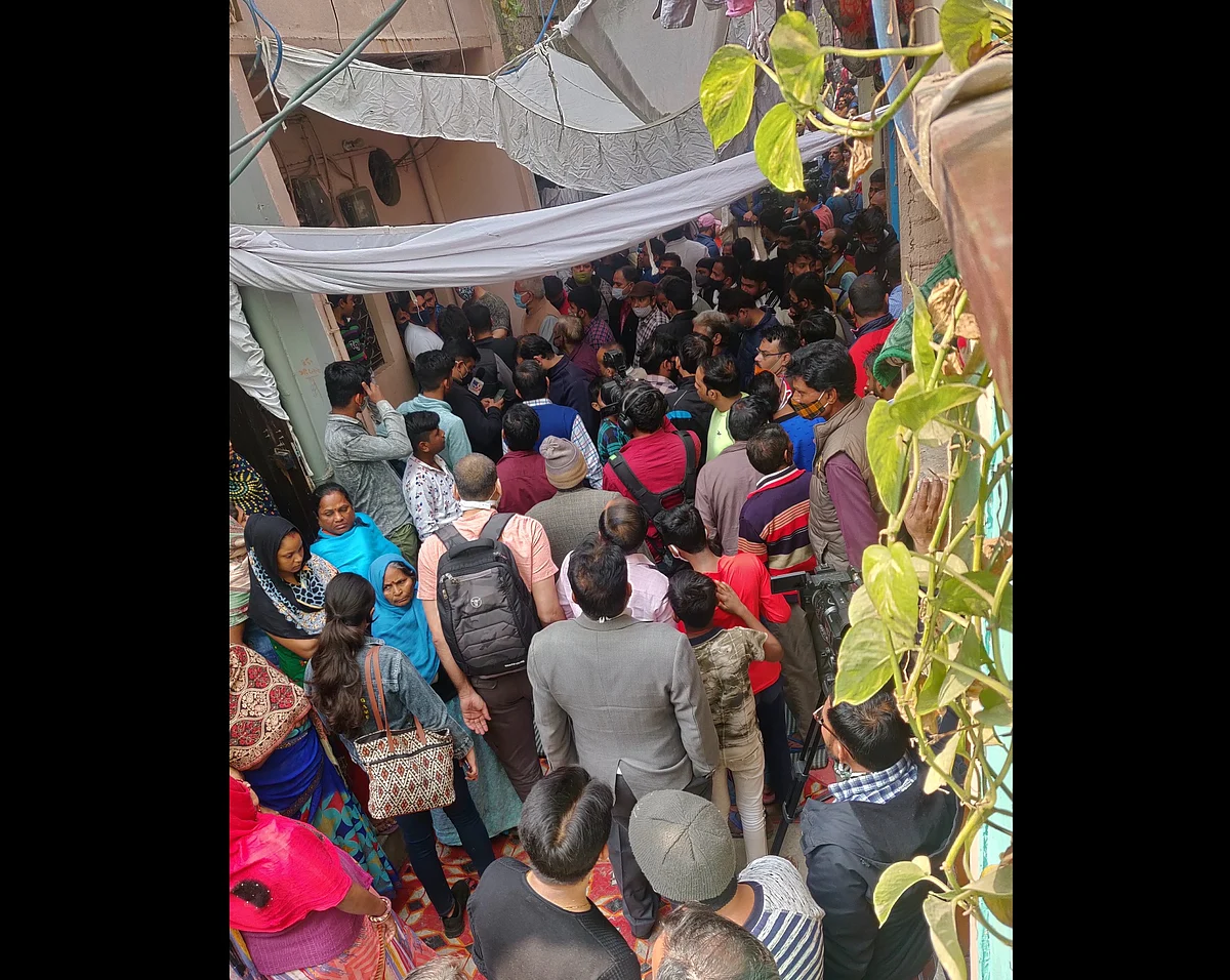 Outside Rinku Sharma’s house on 12 February 
