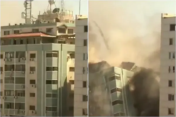 Watch: Israel Bombs Gaza Building That Houses Al Jazeera Office, Flattens It