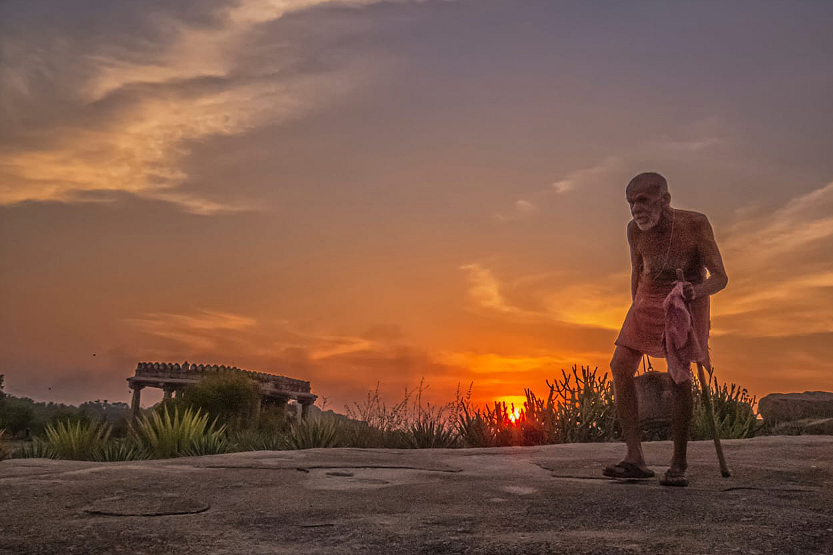 Krishna Bhat walked long distances every day to perform his duties at the temple. (Photo: Raghava K)