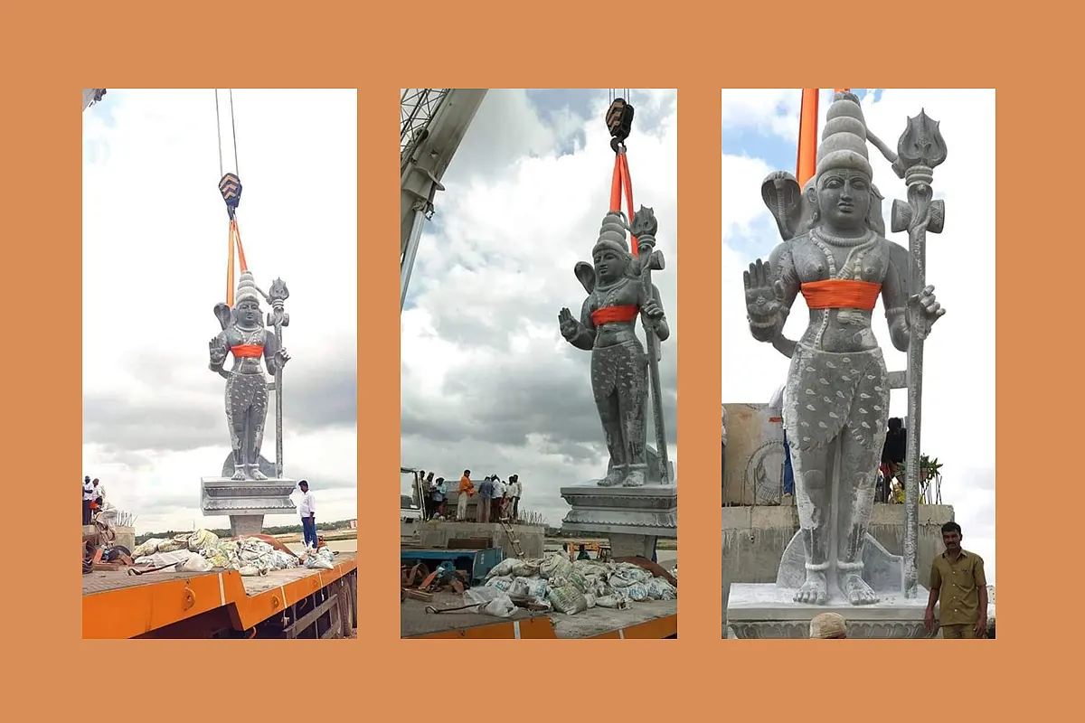 Bengaluru: Karnataka HC 'Shocked' By Unveiling Of Shiva Statue Covered With Tarpaulin After Protests By Environmentalists