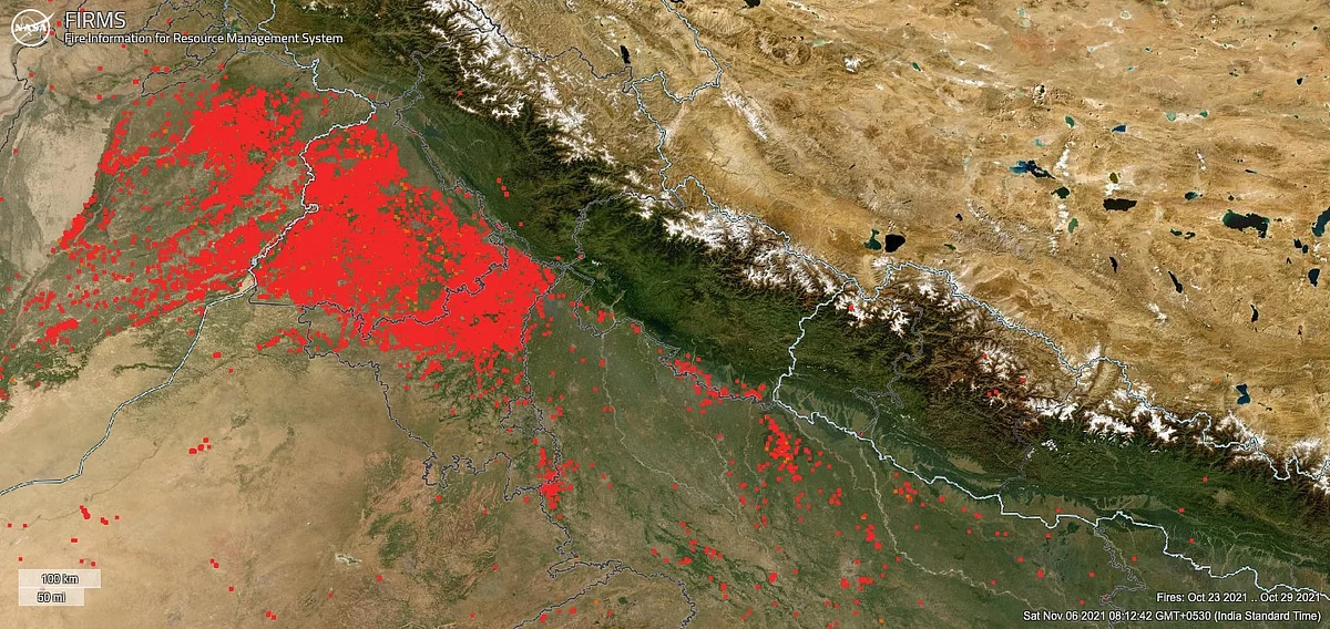 Stubble Burning Mapped For The Week Ending October 29, 2021.