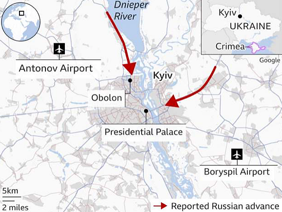 Russian advance on Kyiv | Credits: BBC