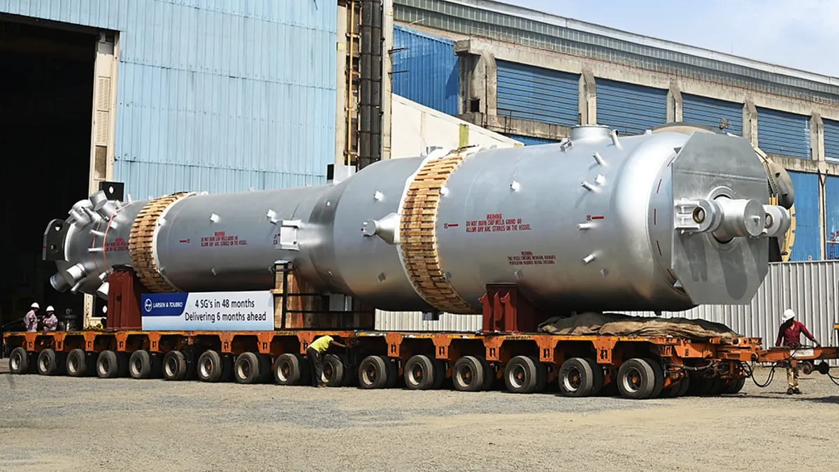 L&T Dispatches Steam Generator For 700 MWe Reactors To Be Set Up At Nuclear Power Project In Haryana's Fatehabad